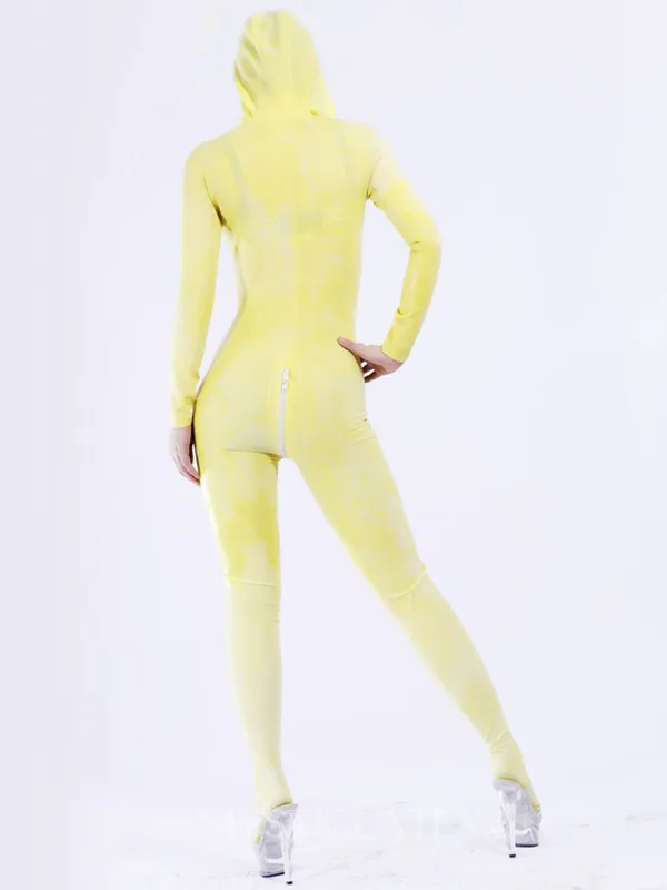 Natural Latex Clothing Yellow Unisex Latex Catsuits