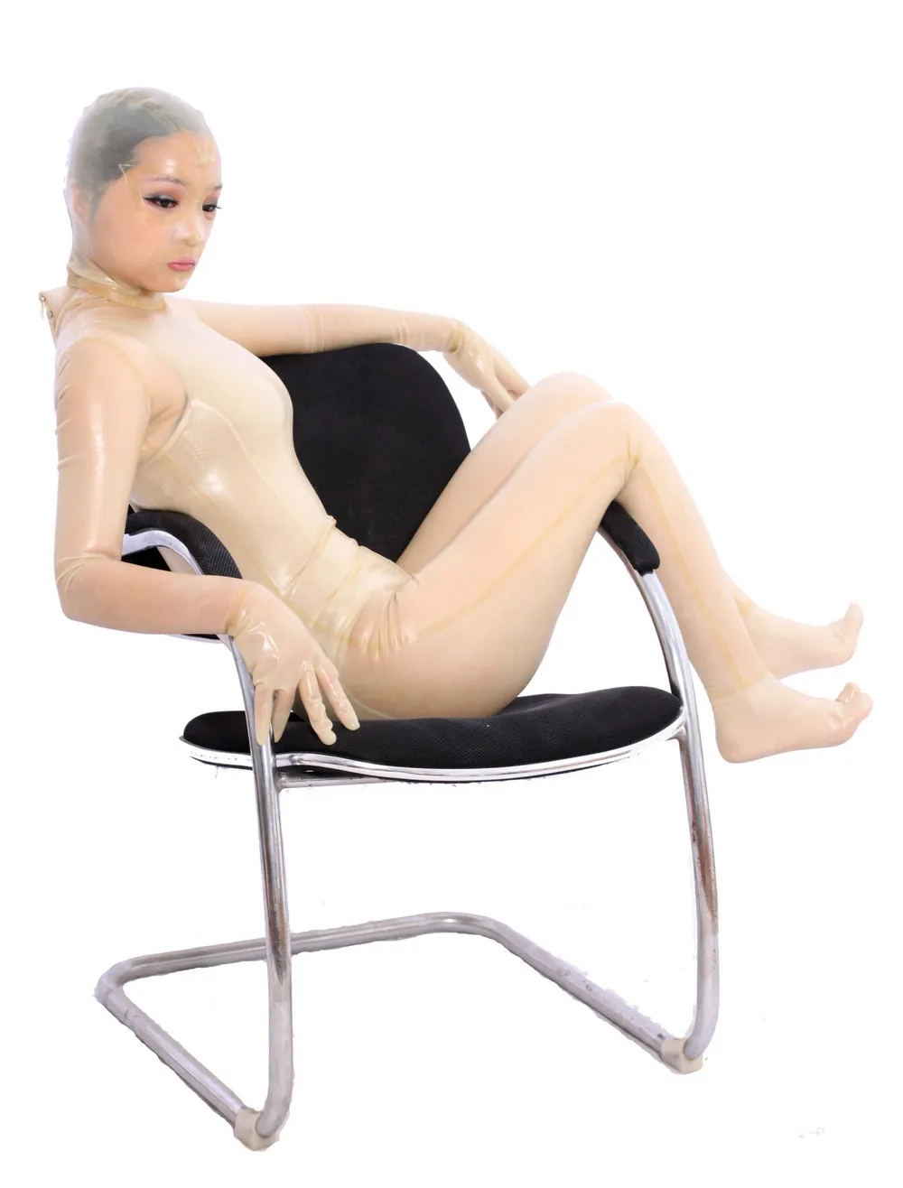 Rubber Clothing Fetish Latex Transparent Opened Eyes Latex Catsuit