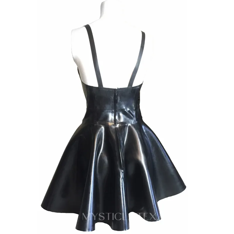 Natural Latex Back Zipper Pleated Latex Dress