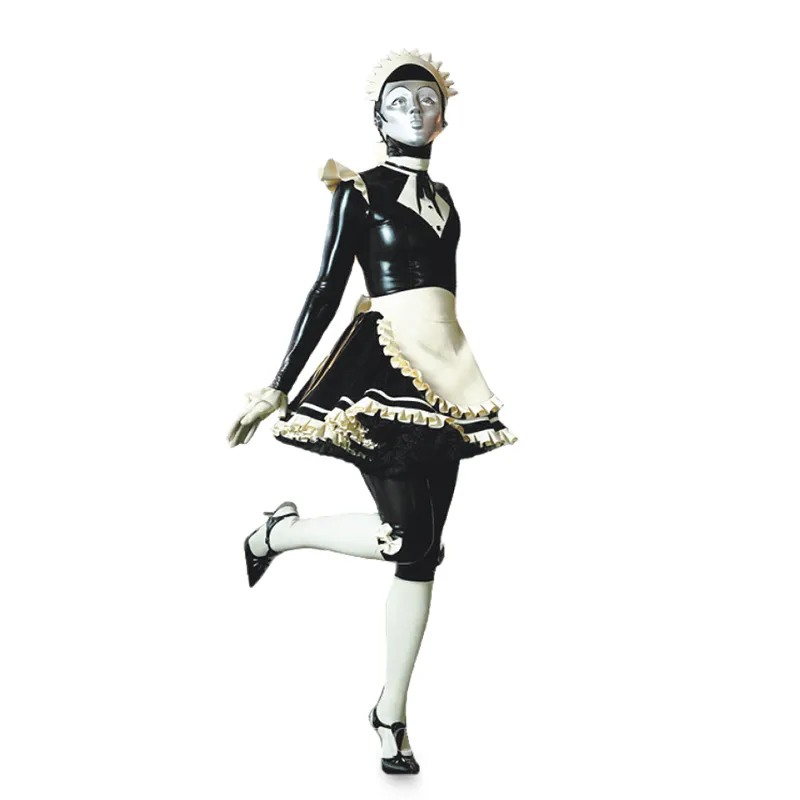 Rubber Fetish Sexy Tight Lingerie Cross-dresser Maid Dress