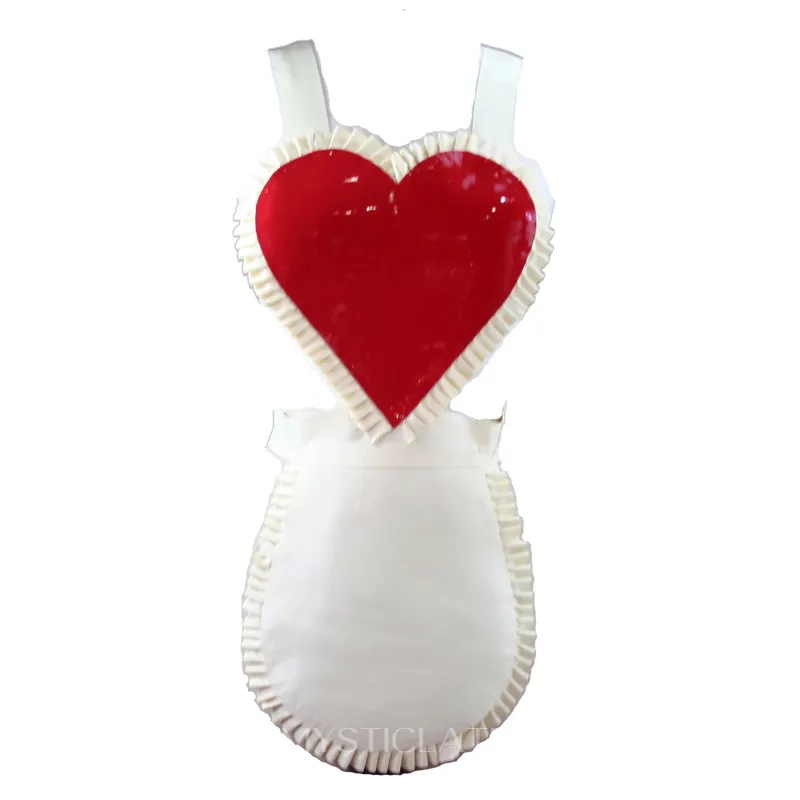 Sexy Natural Latex Dress Women Red Maid Dresses Short Dress Pseudonym Crossdressing Latex Dresses