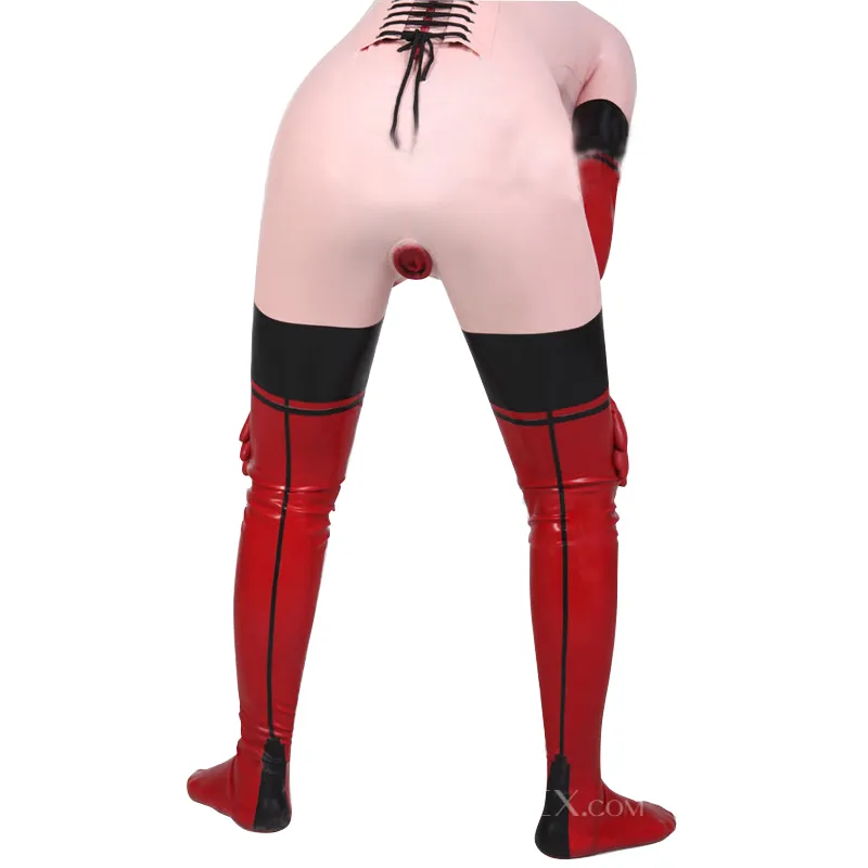 Rubber Clothing Fetish No Zipper Pinktight Latex Clothes Women 3D Bust Latex Catsuit