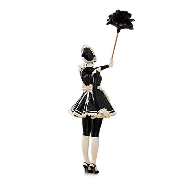 Rubber Fetish Sexy Tight Lingerie Cross-dresser Maid Dress