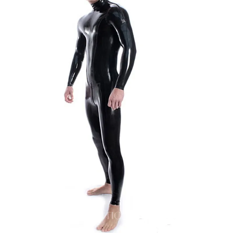Sexy Black Full Body Bodysuit Unisex Latex Rubber Clothing Fetish Catsuit No Hood Customize for Men and Women