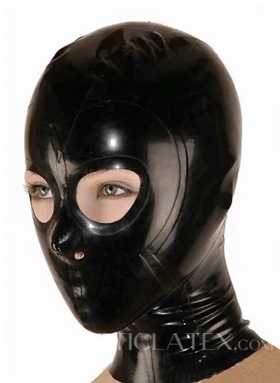 Latex Hood Mask Costumes Red Latex Mask Fetish Eyes Open Nose Holes for Adults Rubber Hoods Handmade