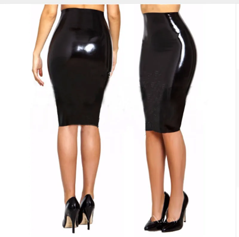 Female Natural Latex Clothing Black Latex Skirt Woman Sexy Rubber Fetish Short Skirts