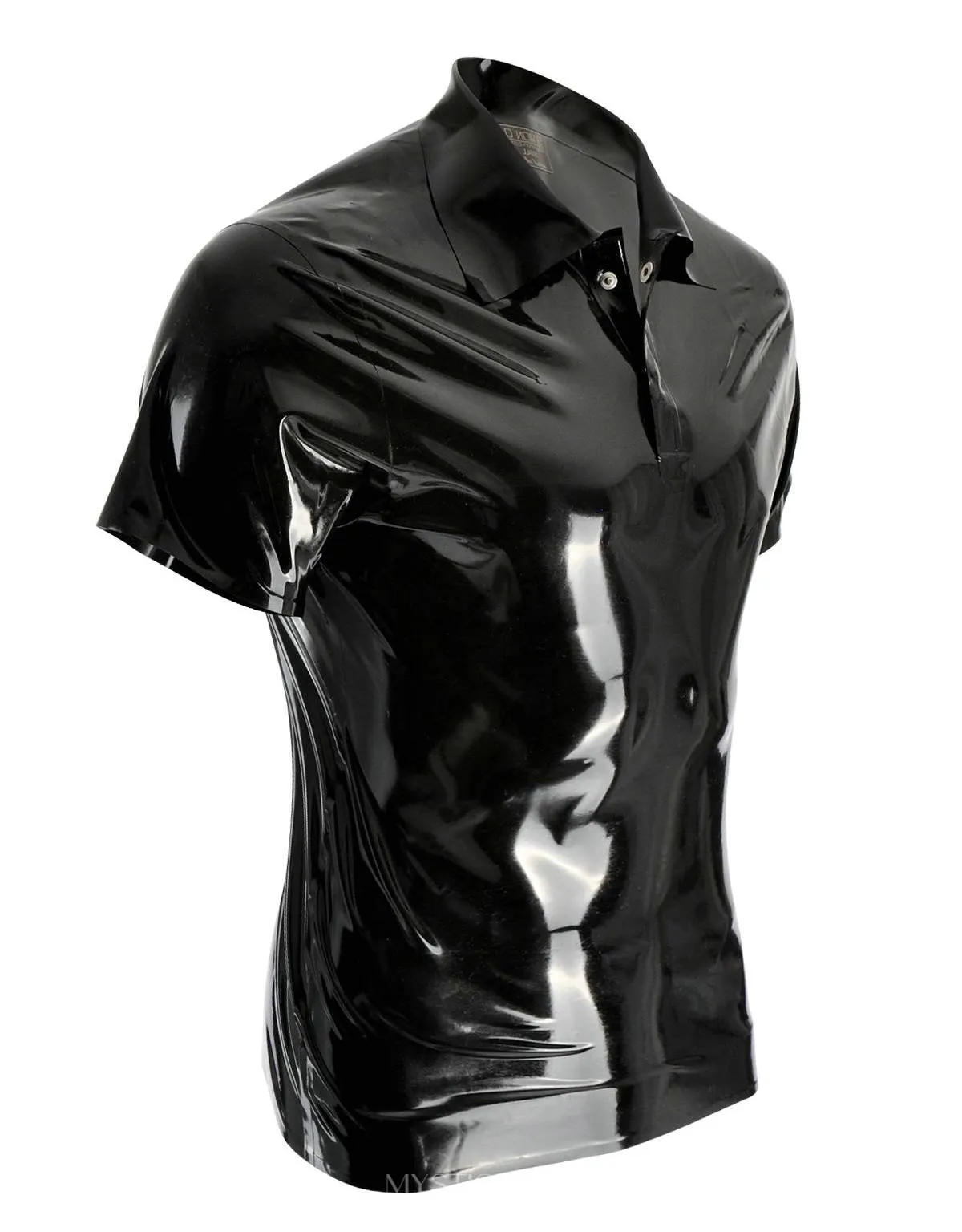 Rubber Fetish Latex Clothing Classic Latex Short Sleeves Lapel Uniform Male Maid Costume Latex Shirt Handmade