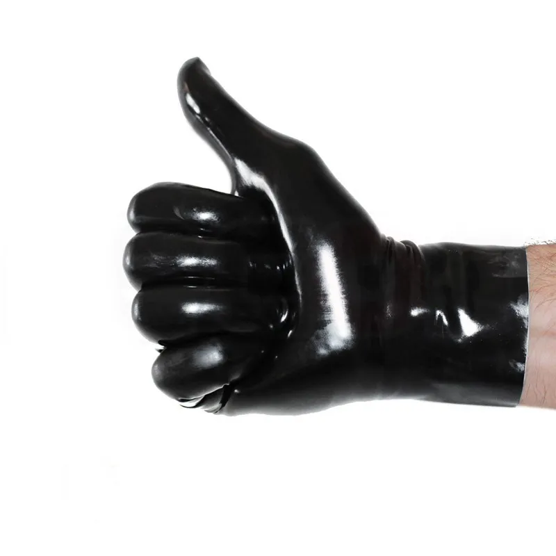 Rubber Fetish Latex Gloves Black Short Gloves Unisex Seamless Latex Gloves