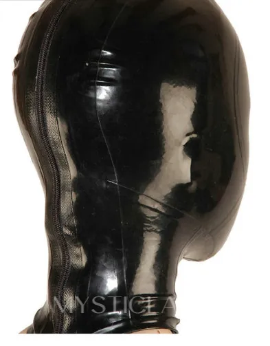 Natural Latex Head Cover Latex Mask with Zipper