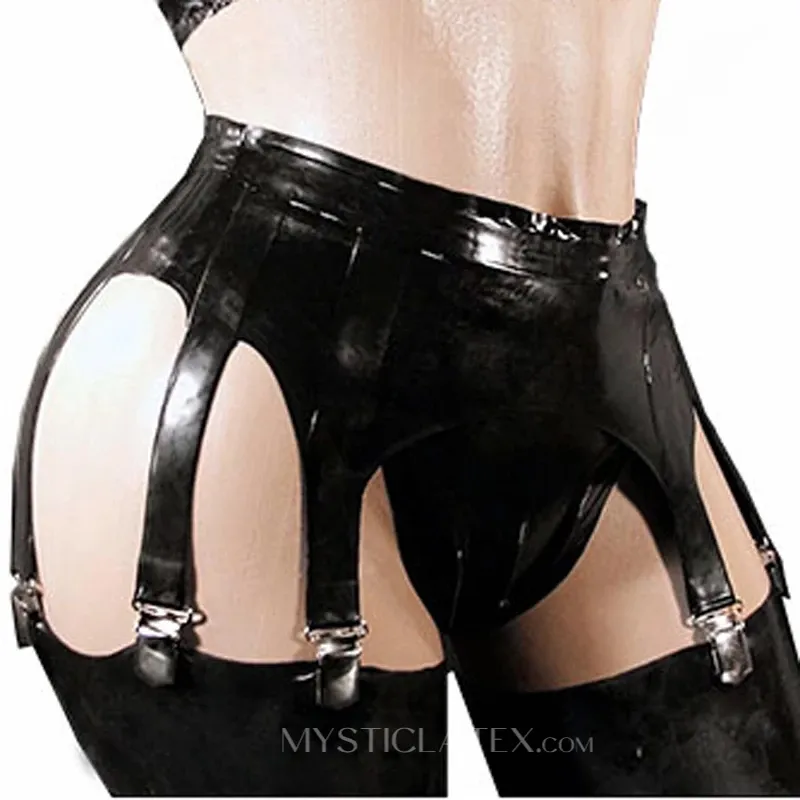 Rubber Fetish Latex Black Sexy Mini Latex Skirts with Garters Belts Low Waist Shorts Rubber Bottoms (without Underwear and Stockings)