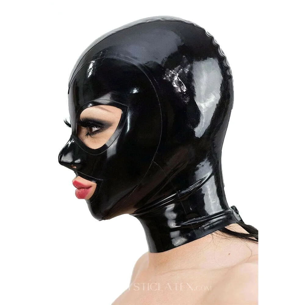 Fetish Erotic Latex Head Cover Latex Mask with Zipper