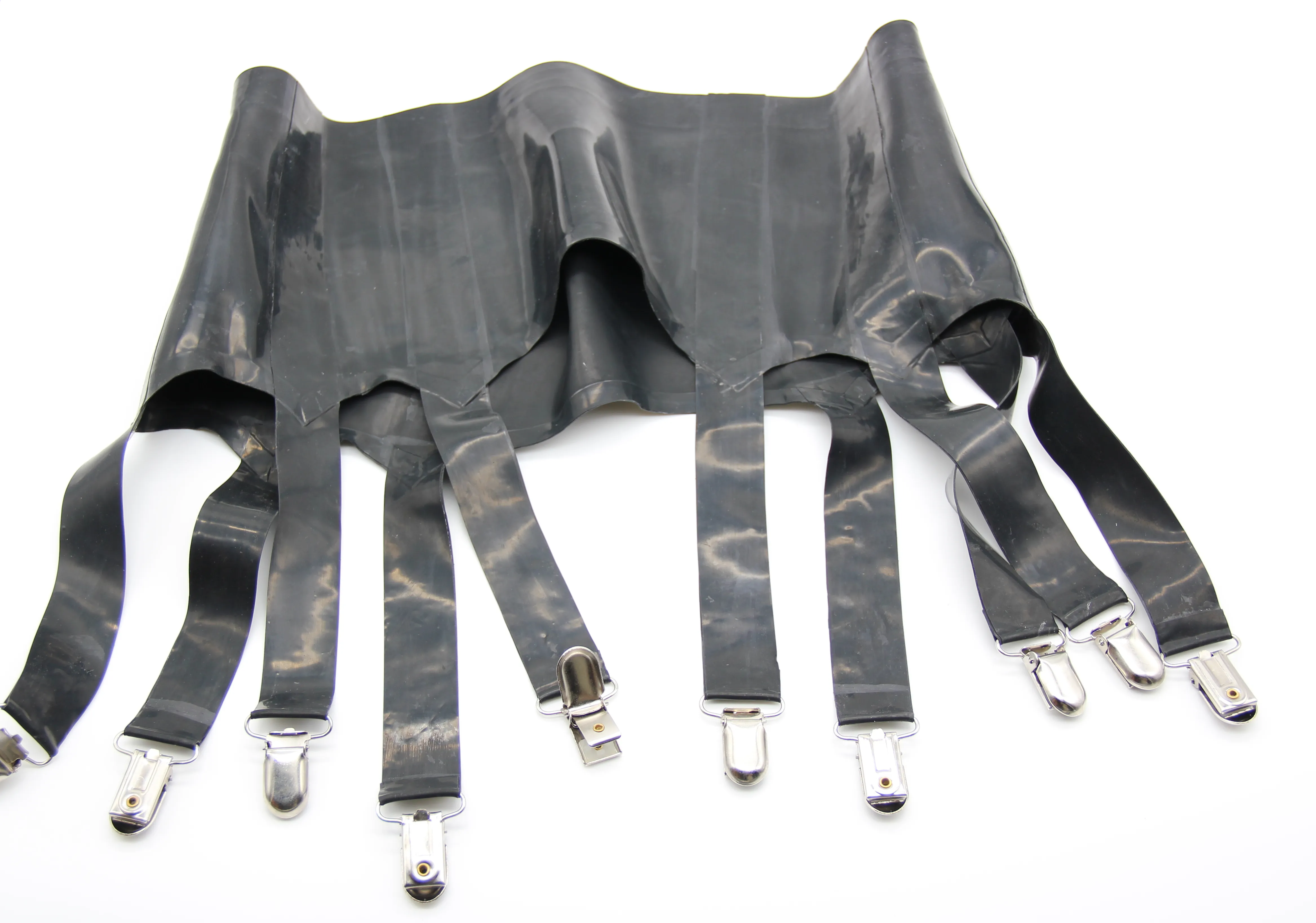 Rubber Fetish Latex Black Sexy Mini Latex Skirts with Garters Belts Low Waist Shorts Rubber Bottoms (without Underwear and Stockings)