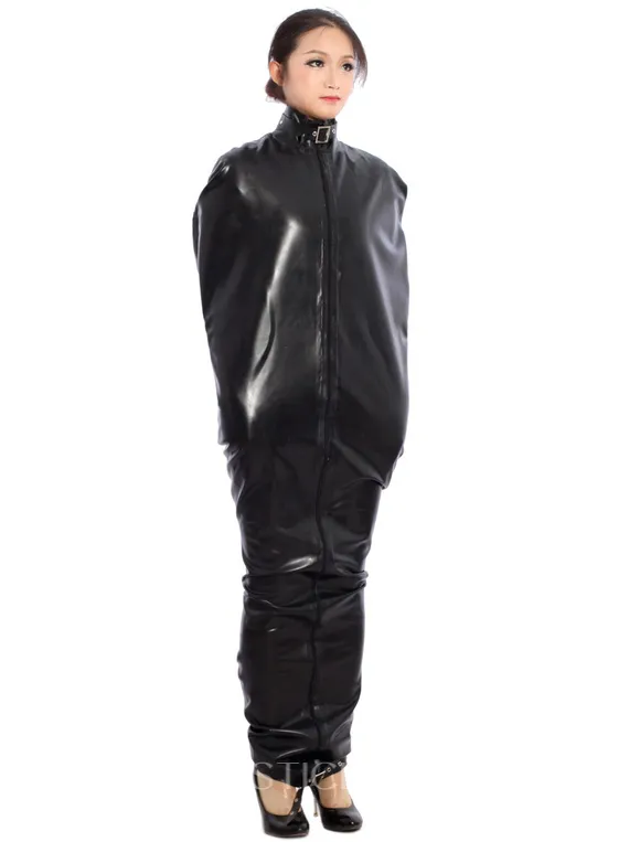 Natural Latex Clothing Buckle Black Latex Catsuit