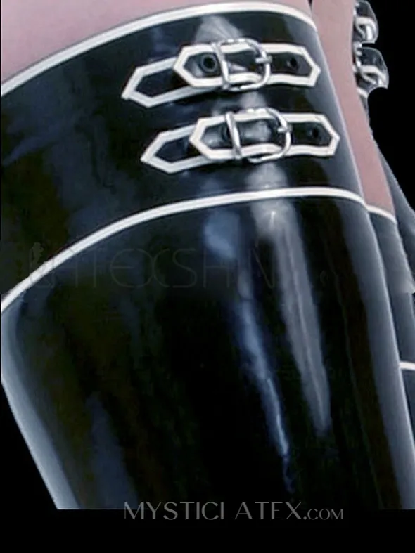 Natural Latex Stockings with Buckles