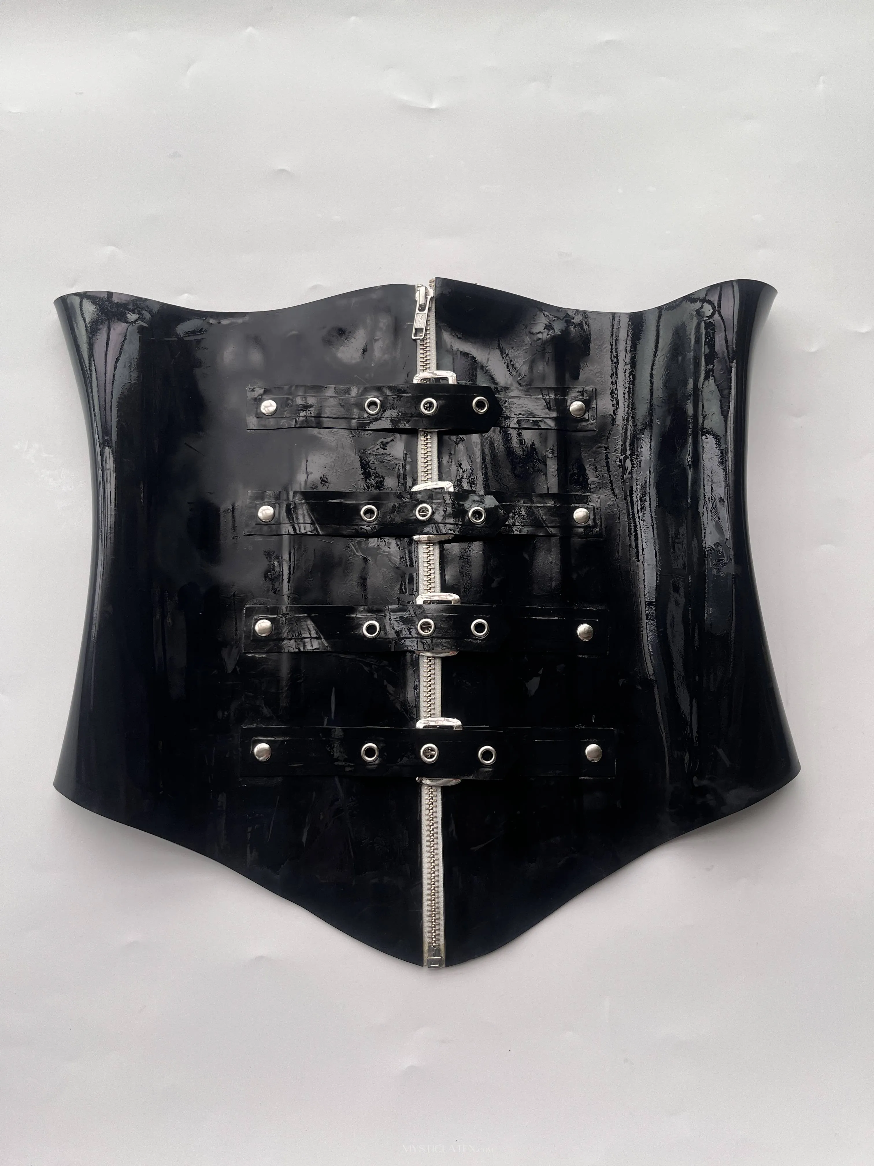 Natural Latex Black 1mm Thicker Latex Steel Bone Front Button Back Zip Corset Waist Trainer