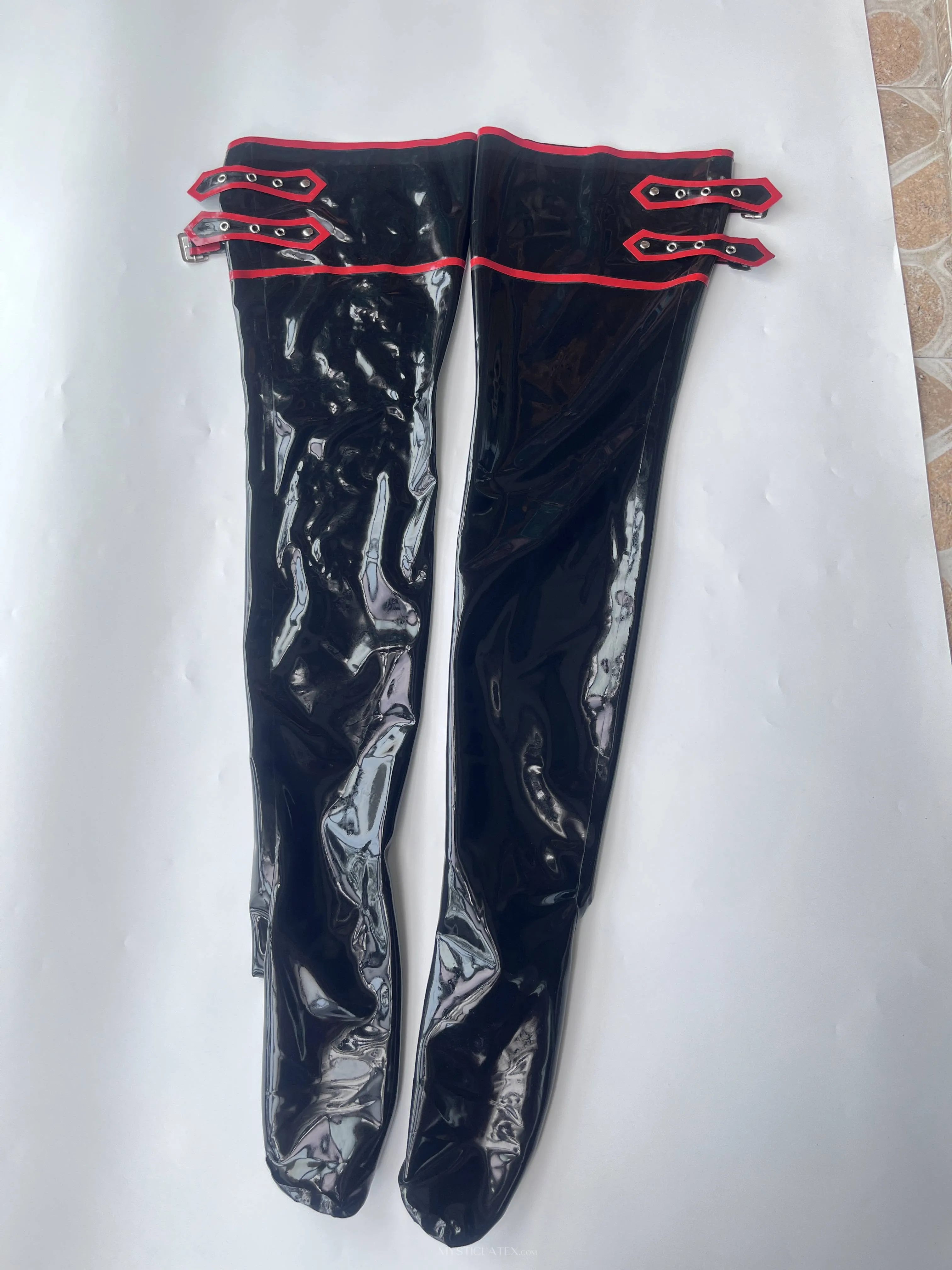 Natural Latex Stockings with Buckles