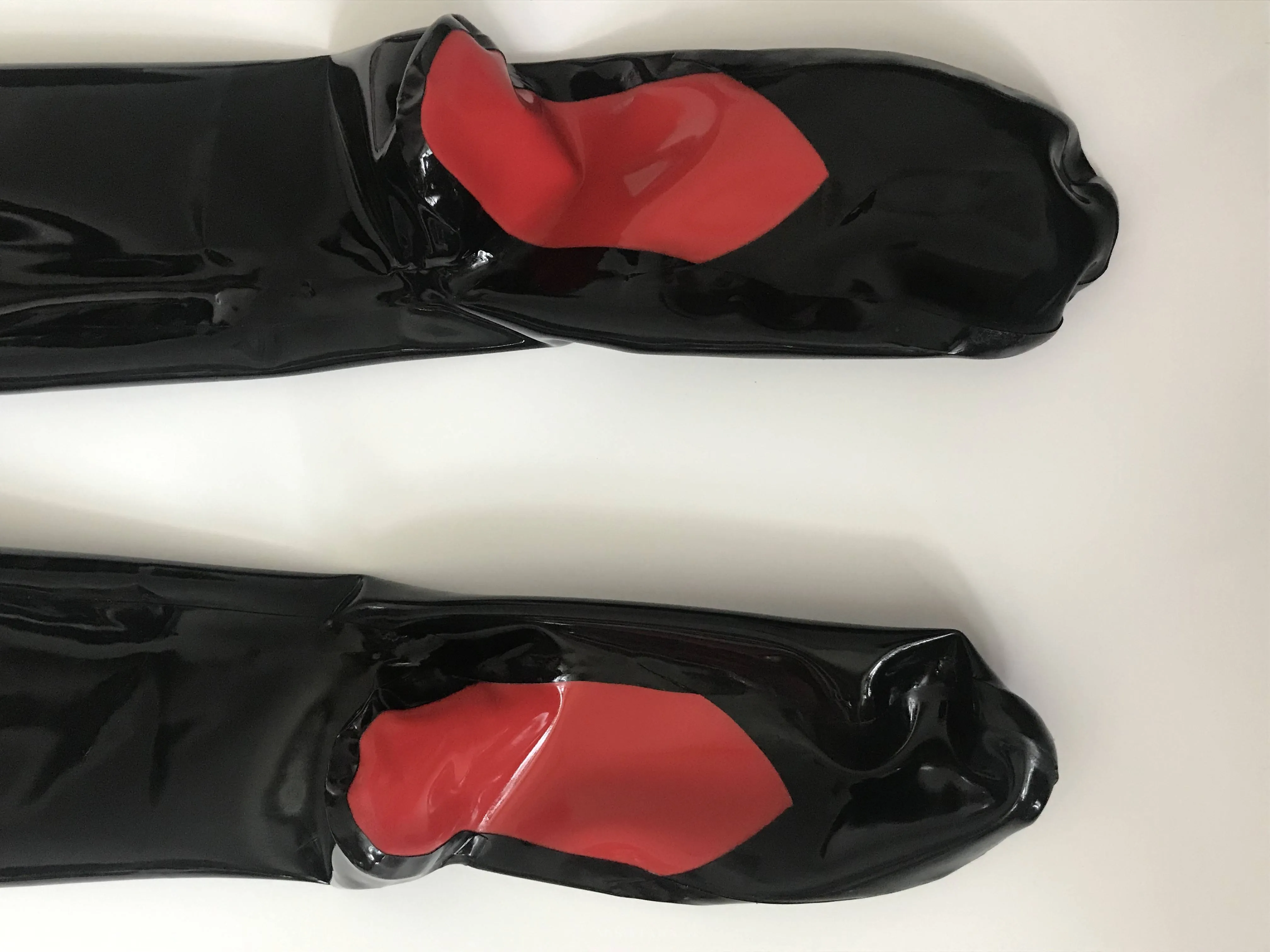 Black Stockings Natural Latex Women Sexy Red Heart Stockings