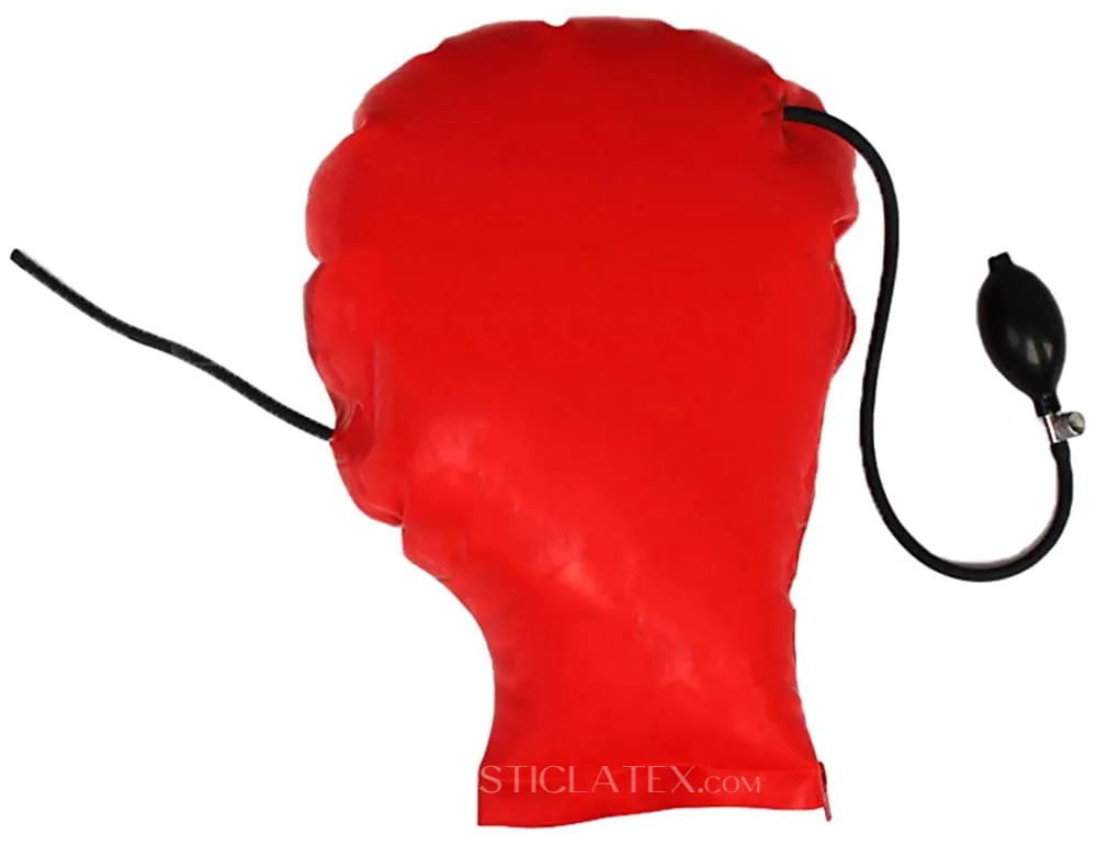 Natural Latex Mask Tube and Inflatable Hood with Back Zipper
