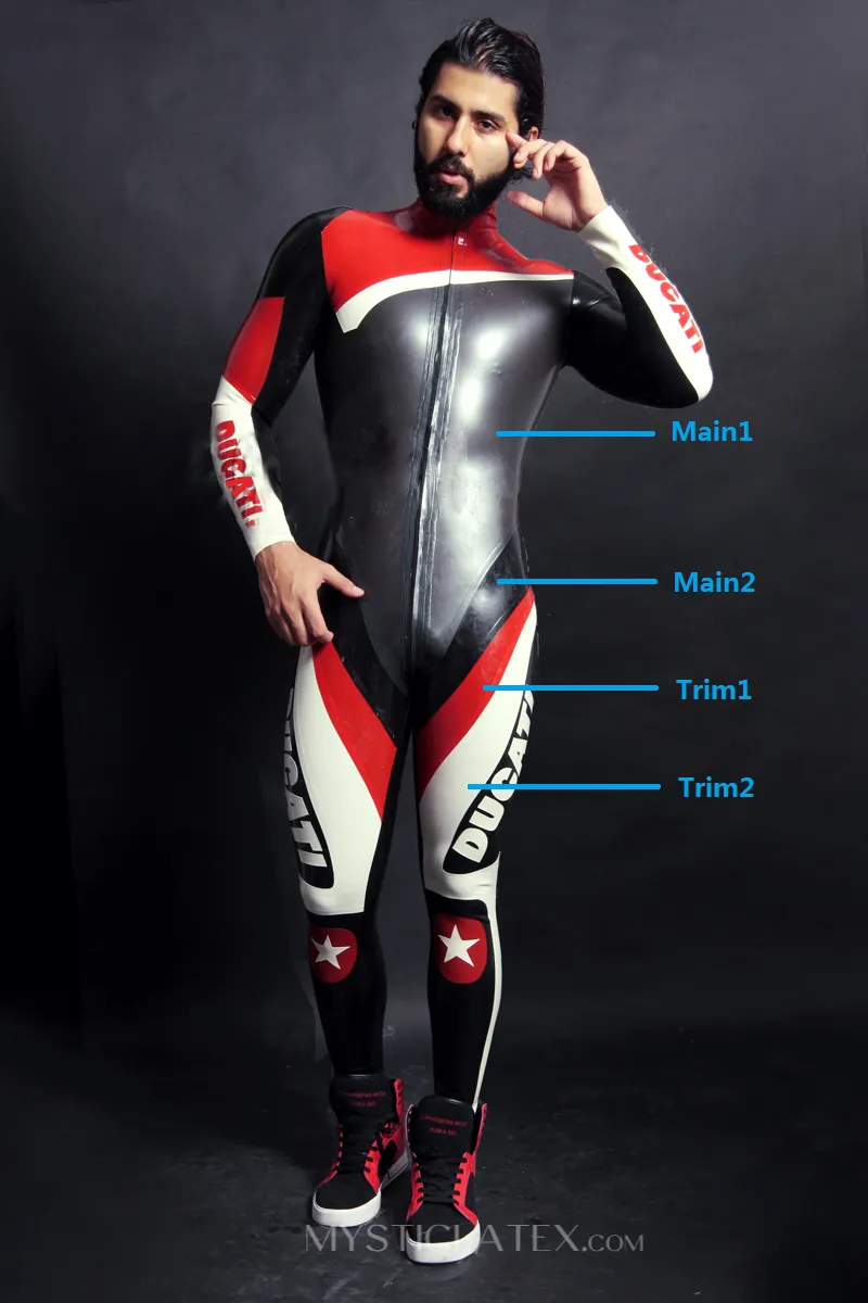 Men Racer Suit Latex Catsuit Cycling Apparel