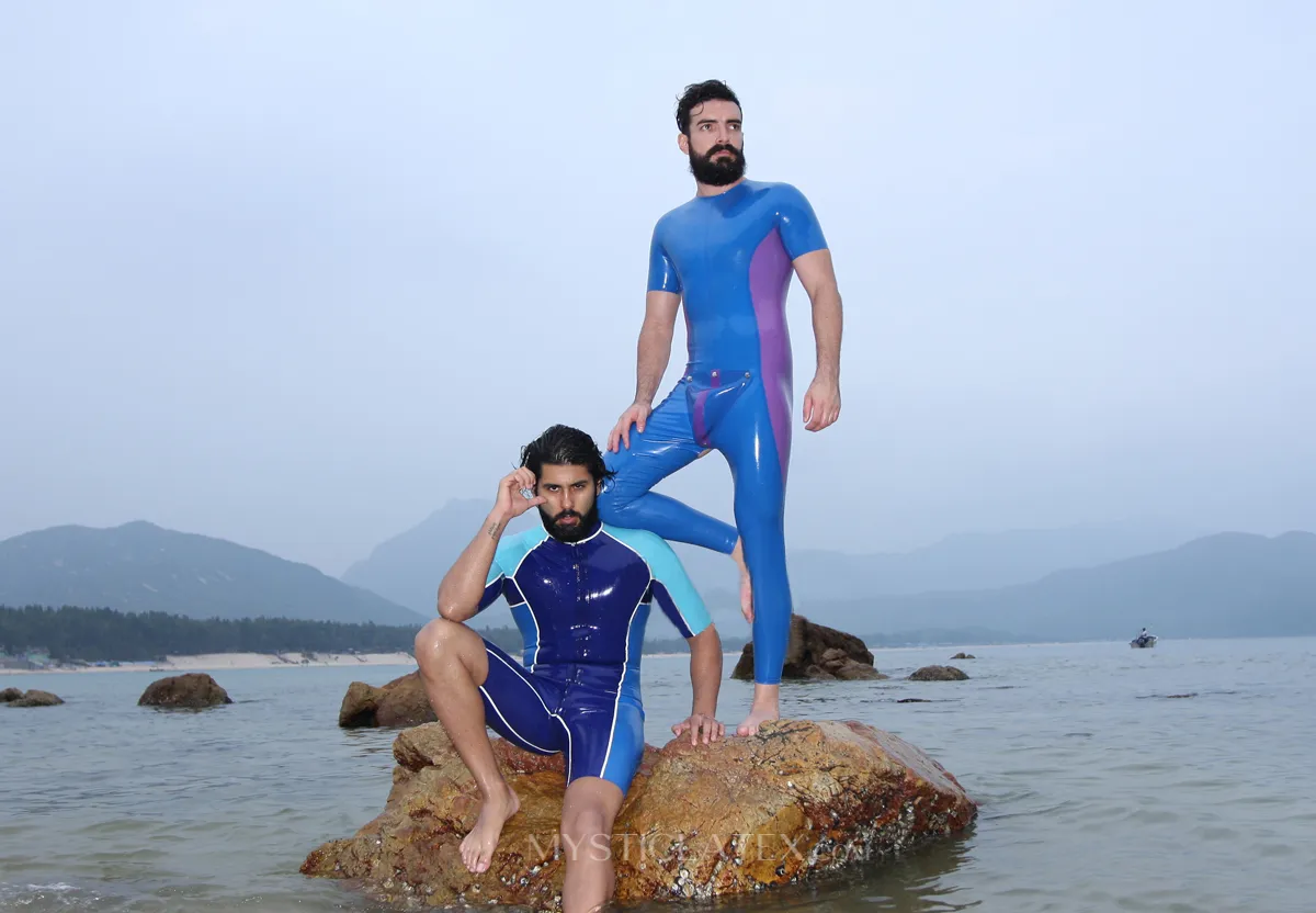 Men Tricolor Latex Surf Suits