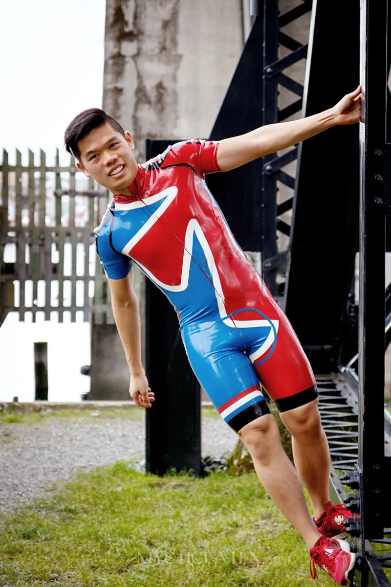 Muticolor Cycling Suit Latex Bodysuit