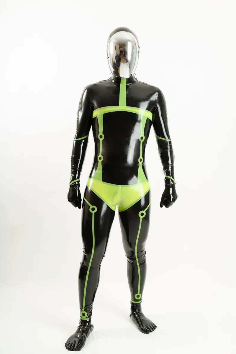 Shoulder Zipper Full Body Latex Catsuit No Hoode