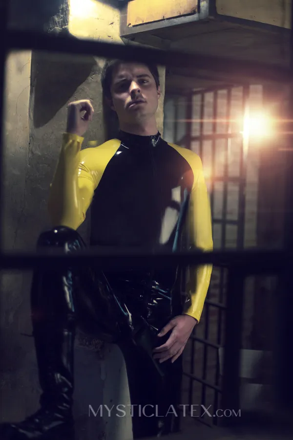 Women Double Color Front Thru Zipper Latex Catsuit