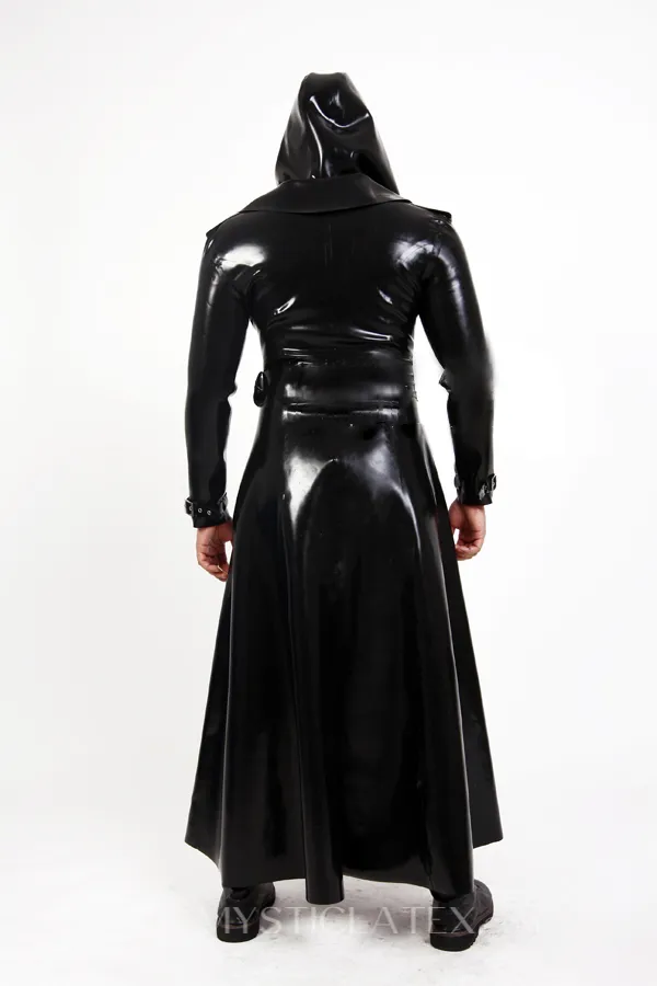 Men Long Front Double-breasted Latex Coat
