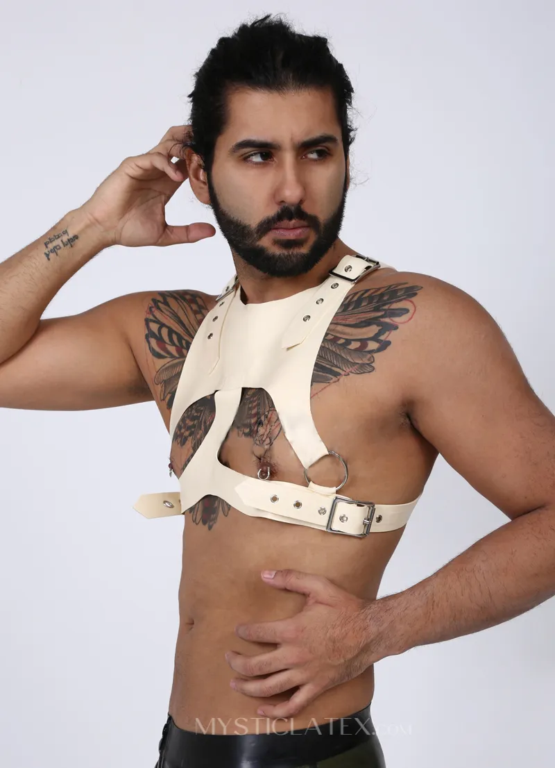 Men Latex Chest Back Cross Straps