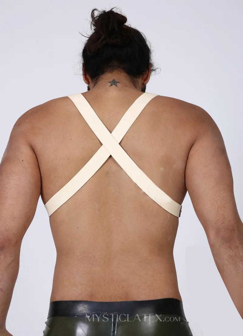Men Latex Chest Back Cross Straps