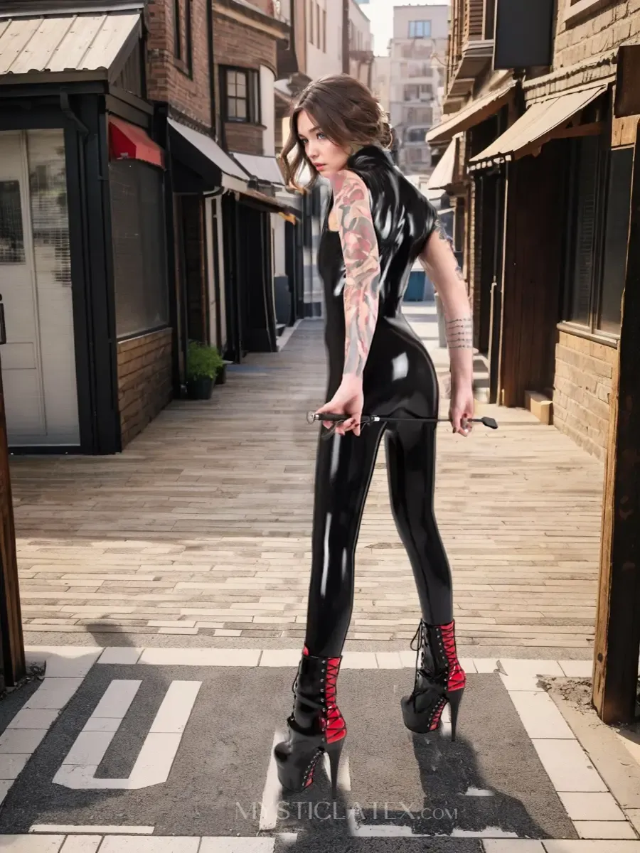 Women Latex Clothing Sleeveless Loop Collar Latex Catsuit