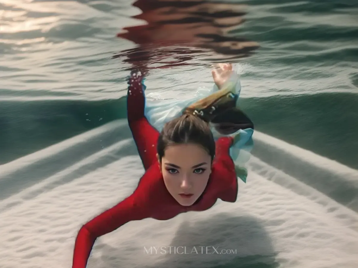 Women Latex Clothing Red Full Body Back Zipper Latex Catsuit