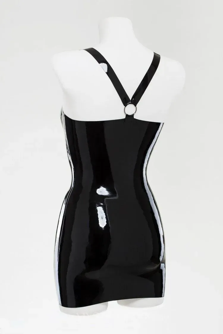 Women Back Cross Strap Latex Sling Dress