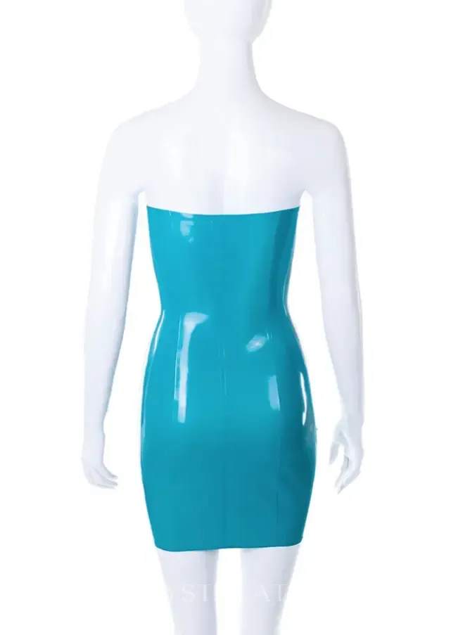 Women Bandeau Tube Latex Dress