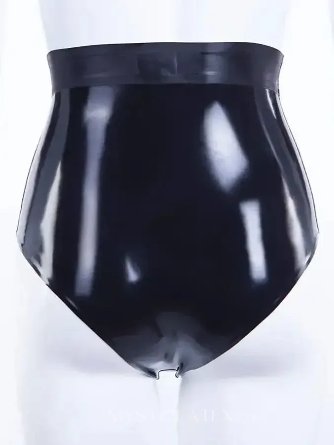 Women Front O Ring Zipper Latex Shorts