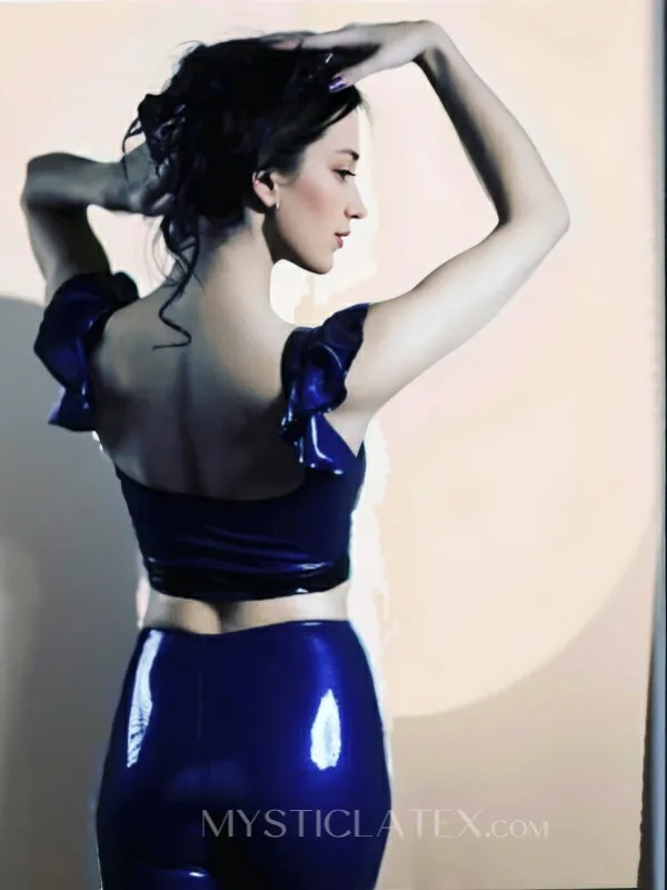 Puff Sleeves Low Back Latex Short Tops