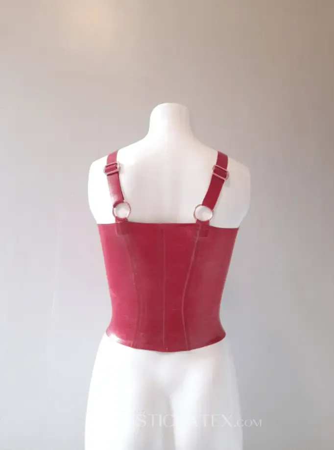 Adjustable Thick Straps Latex Plunge Top