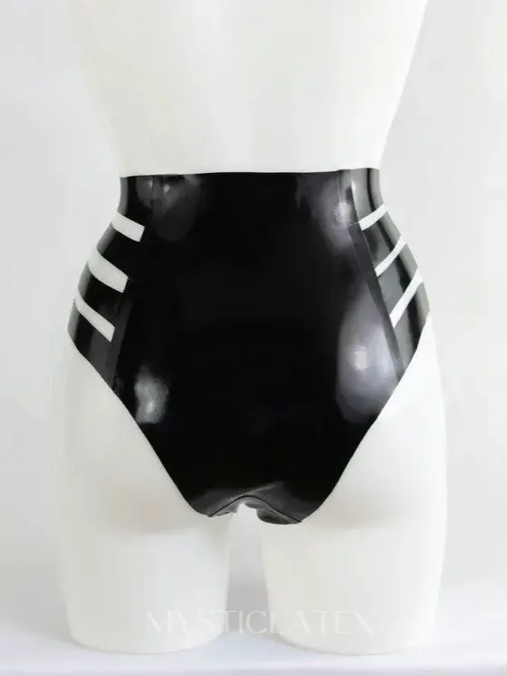Women High Waist Sides Hollow Latex Briefs