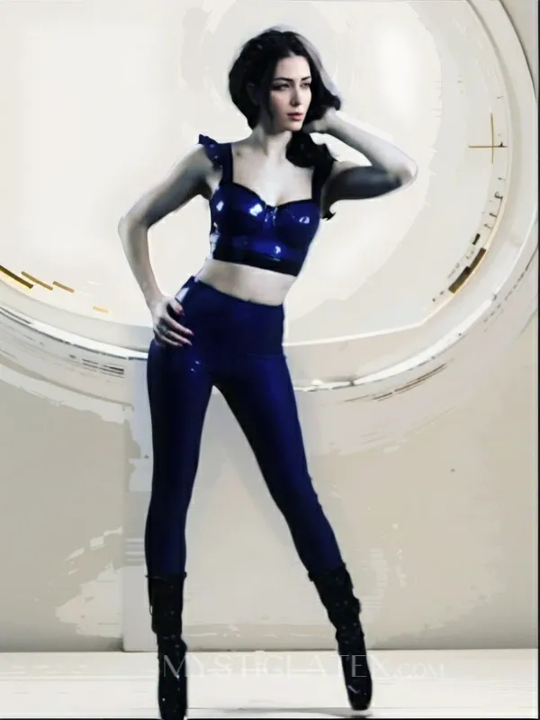 Puff Sleeves Low Back Latex Short Tops