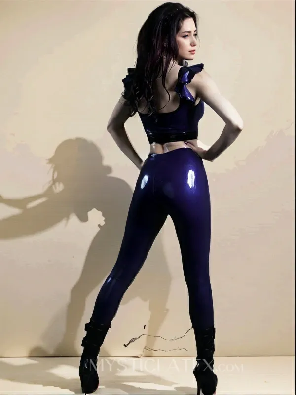 Puff Sleeves Low Back Latex Short Tops