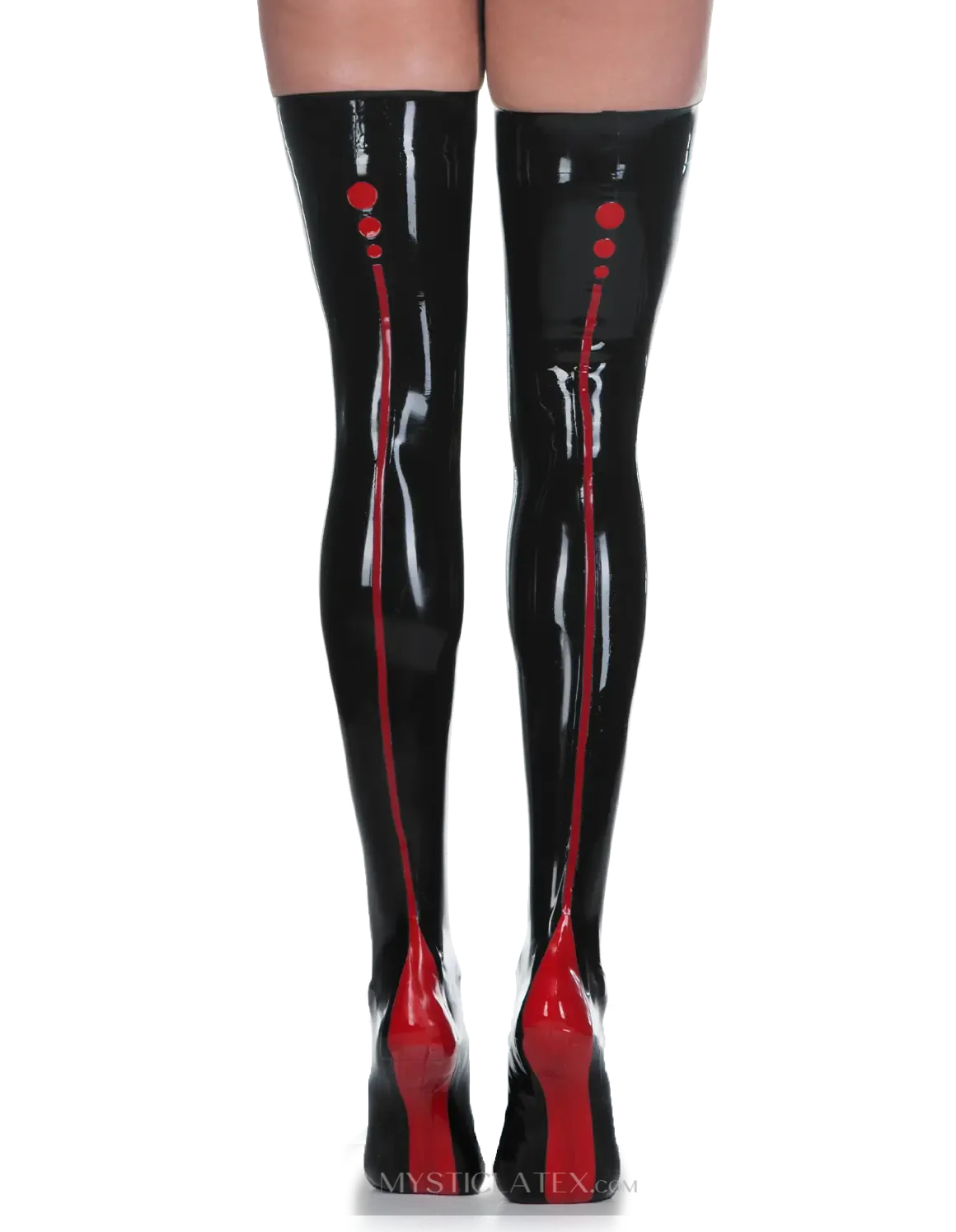 Back Bubble Pattern Latex Black Stockings