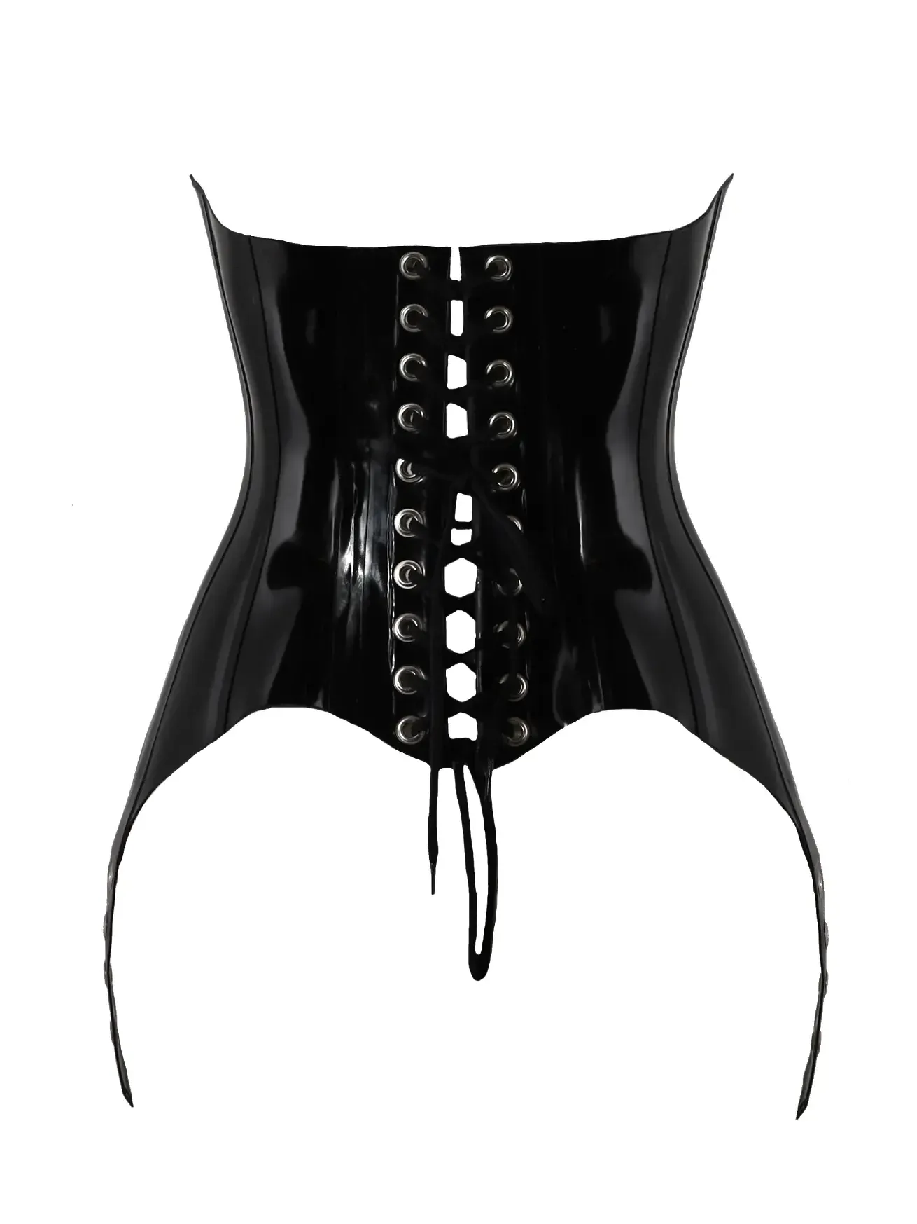 Front Button Back Grommet Lace-up Latex Corset