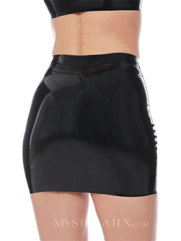 Women Wetlook Latex Mini Skirt