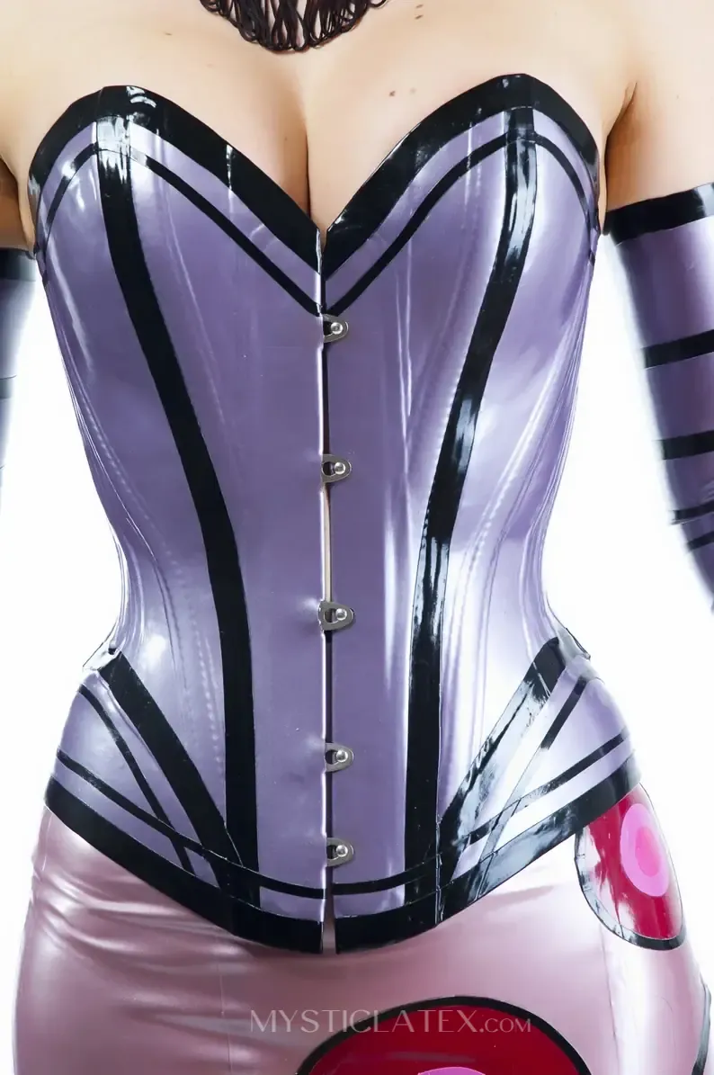 Front Lines Back Cross Lace Up Latex Corset