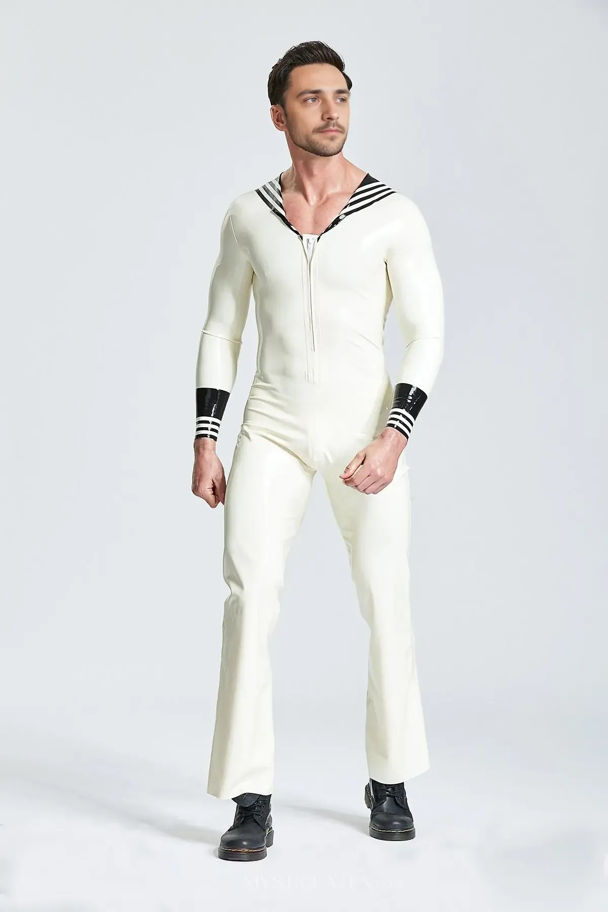 Sailor Flap Collar Ship Ahoy Latex Jumpsuit