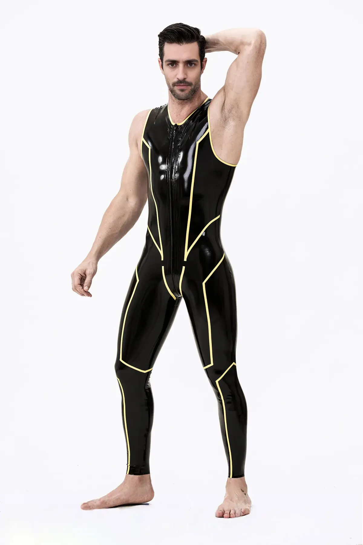 Male Wolverine Sleeveless Round Neck Latex Catsuit