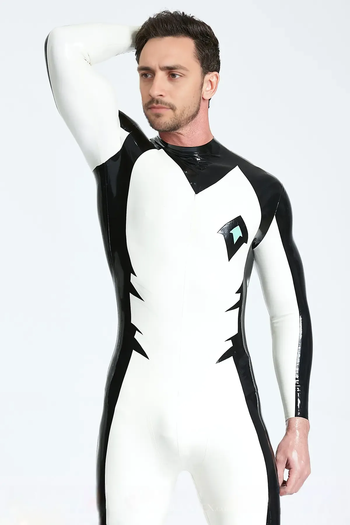 Long Sleeves Two-color Insignia Pattern Eye of Sauron Latex Catsuit