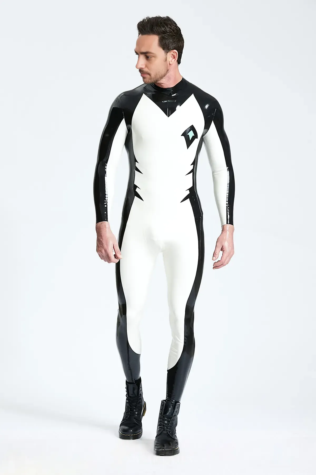Long Sleeves Two-color Insignia Pattern Eye of Sauron Latex Catsuit