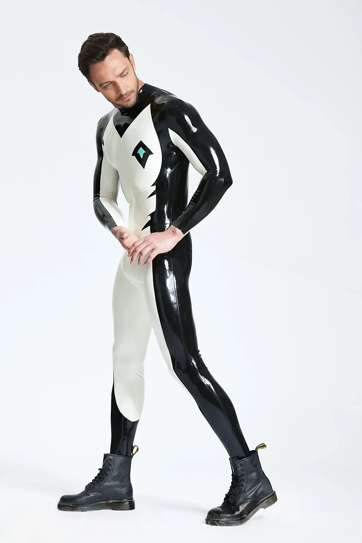 Long Sleeves Two-color Insignia Pattern Eye of Sauron Latex Catsuit