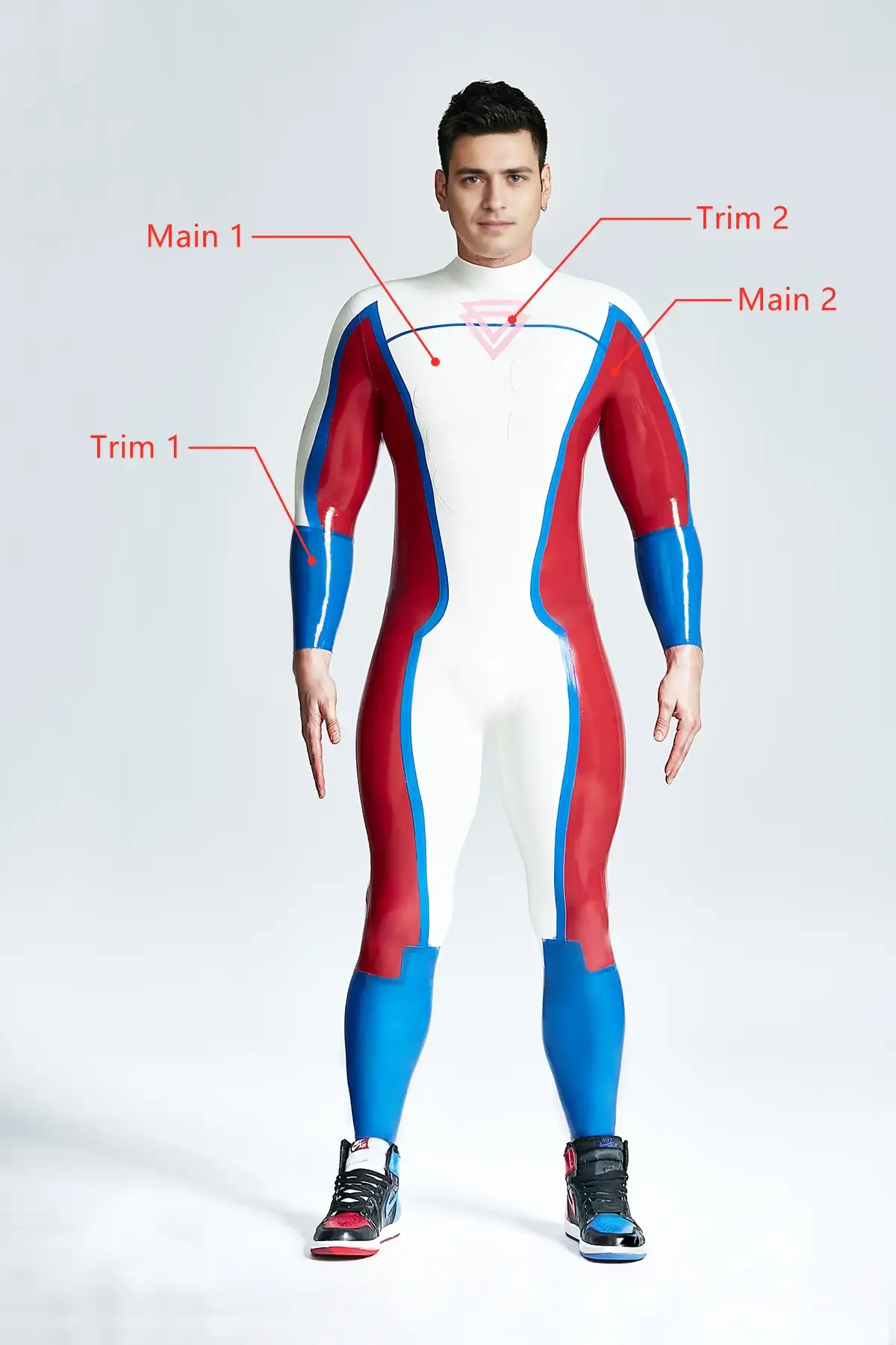 Male Chest Double Diamond Insignia Latex Catsuit